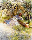 Carl Larsson A Lady Reading a Newspaper painting